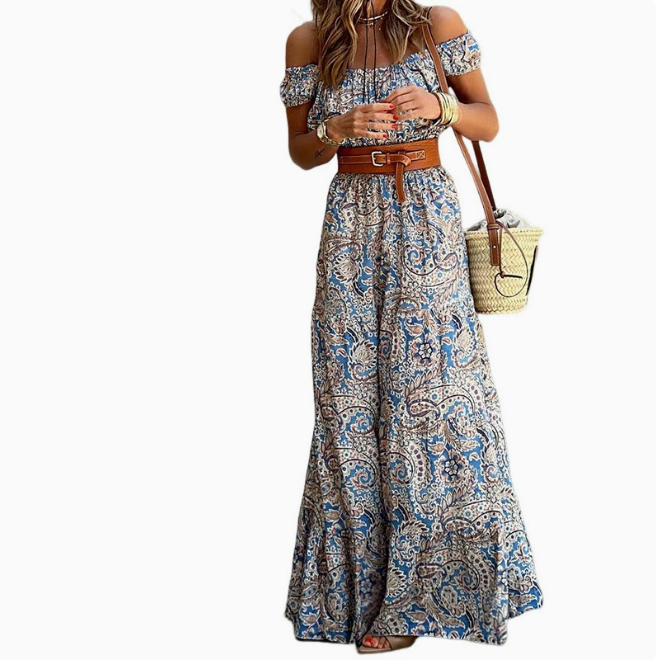 Prairie Blossom Off-Shoulder Maxi Dress