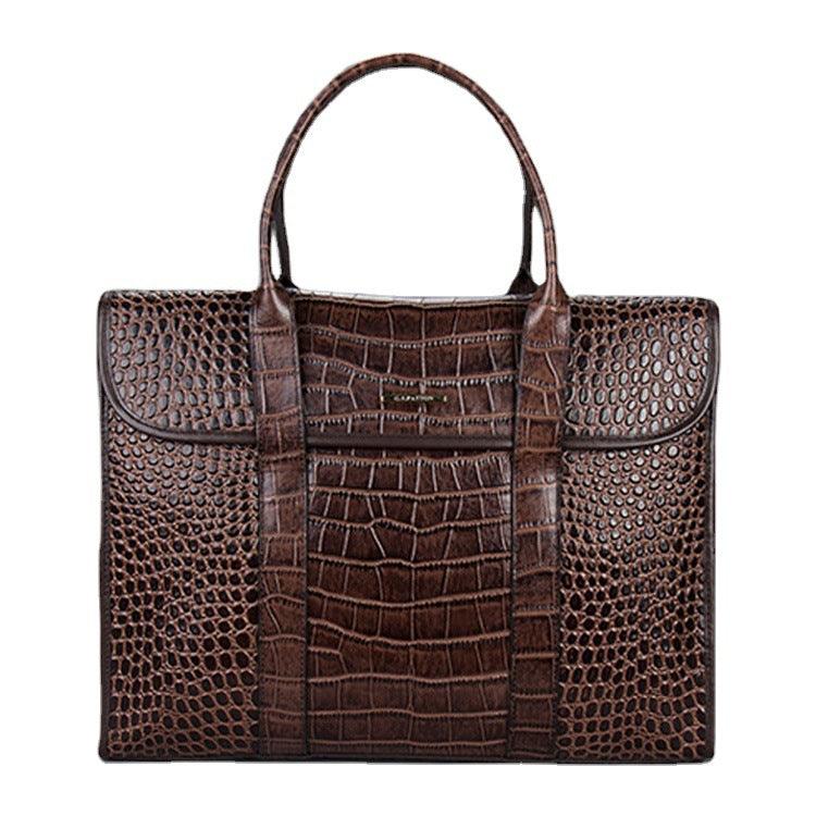 Exotic Croco Leather Laptop Bag - Luxury Genuine Cowhide for Stylish Women