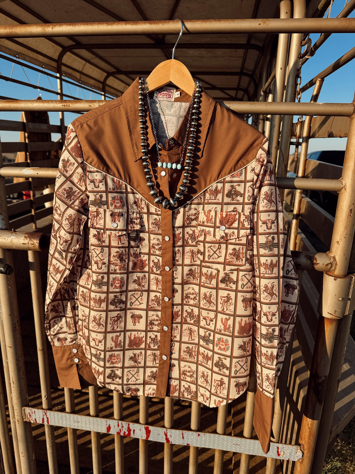 The Western Squares Pearl Snap Top