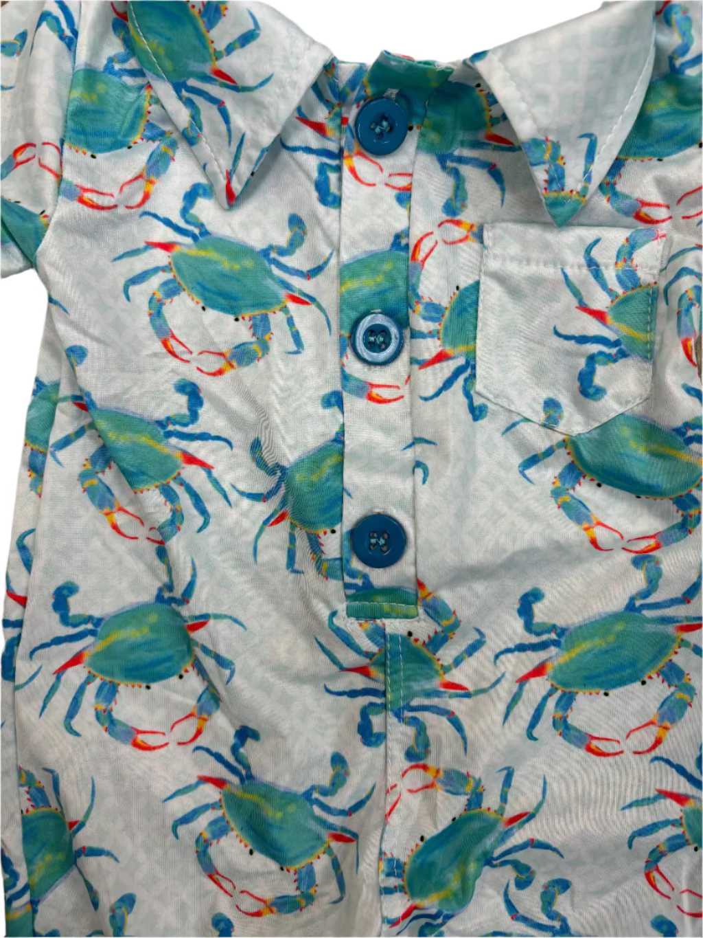 Aqua Crab Polo Romper