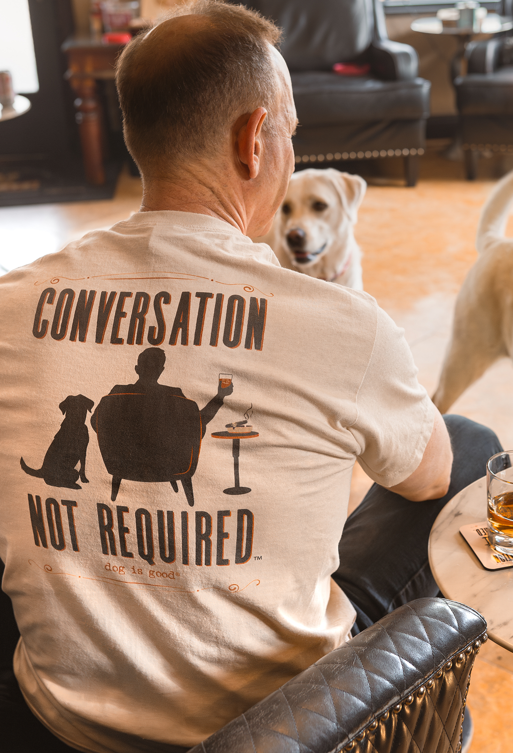 T-shirt: Conversation Not Required, Whiskey (Tan)