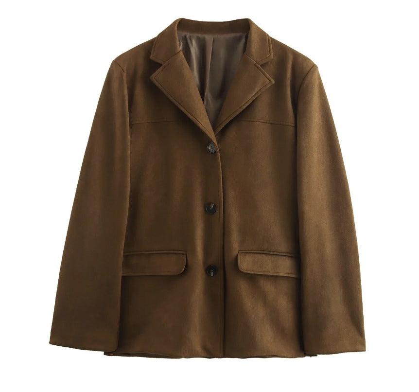 Timeless Suede Princess Jacket - Chic Mocha and Latte Retro Jacket for Women