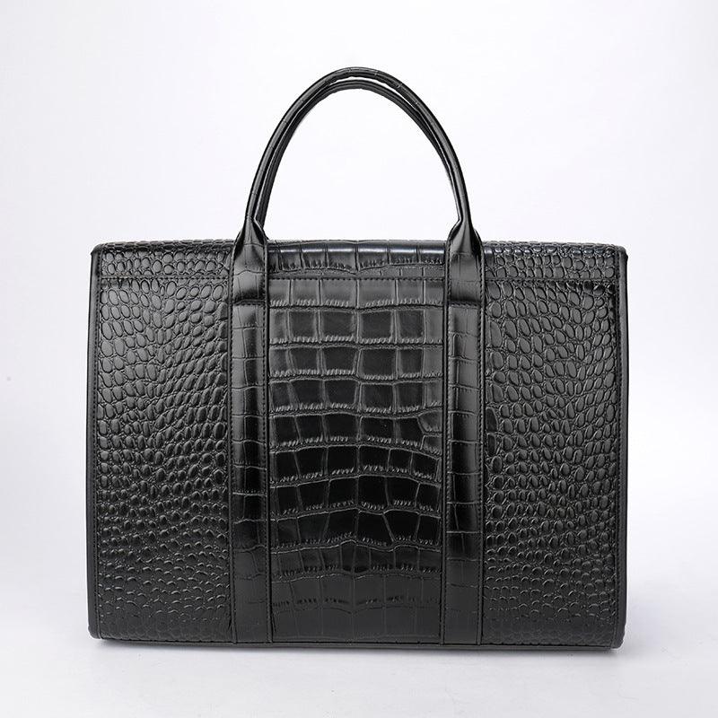 Exotic Croco Leather Laptop Bag - Luxury Genuine Cowhide for Stylish Women