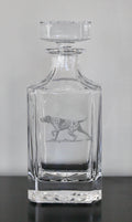 German Shorthaired Pointer (GSP) Engraved Whiskey Decanter - 26oz Square Crystal Decanter with Stopper