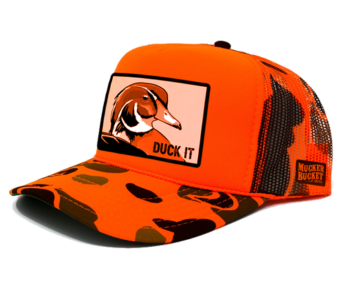 "Duck It" Orange Camo Trucker Bucket