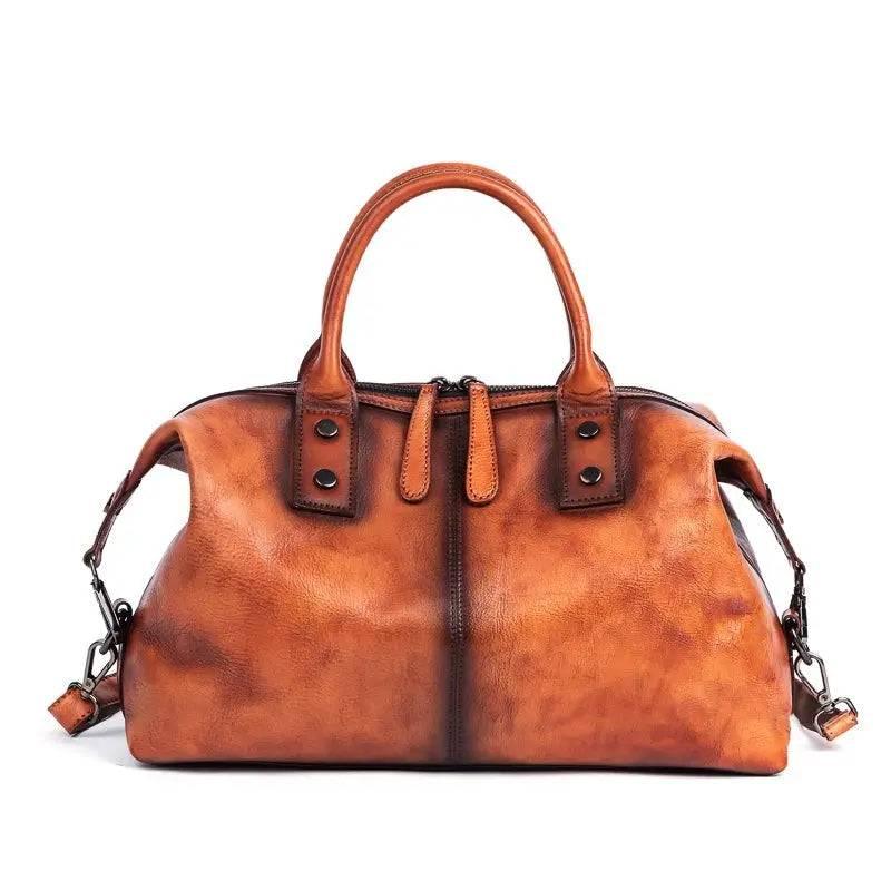 Rustic Luxury Vintage Calfskin Leather Duffle Bag