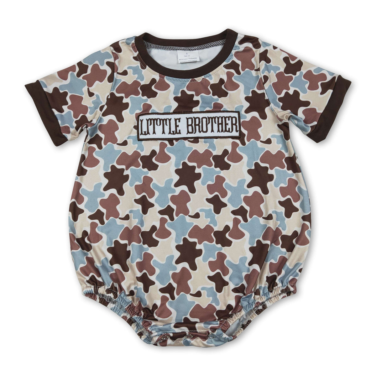 Little brother embroidery camo baby boy romper