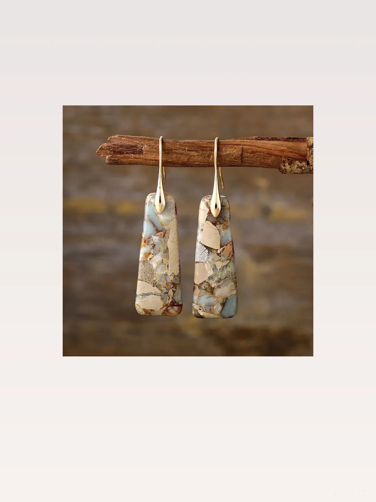 Copper Natural Stone Geometric Drop Earrings
