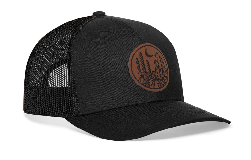 Southwest Sunset Trucker Hat  |  Faux Leather Desert Snapback